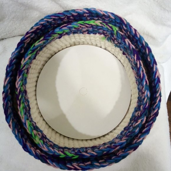 Hand Crafted Farmhouse Basket Hand Crochet Storage Nesting Planter Essential - Picture 2 of 9